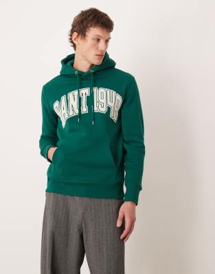 Kapuzenpullover in Tannengrün mit Logo Grün 52