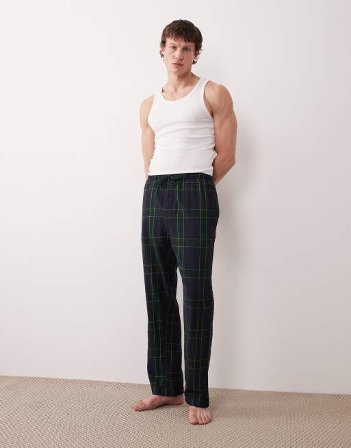 GANT – Karierte Pyjamahose aus Flanell in Grün und Marineblau, 2 von 4