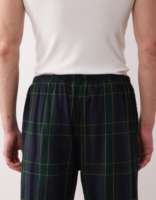 GANT – Karierte Pyjamahose aus Flanell in Grün und Marineblau, 4 von 4