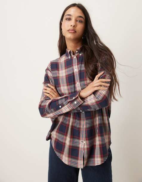 GANT – Kariertes Flanellhemd in Marineblau mit lockerem Schnitt - view 1