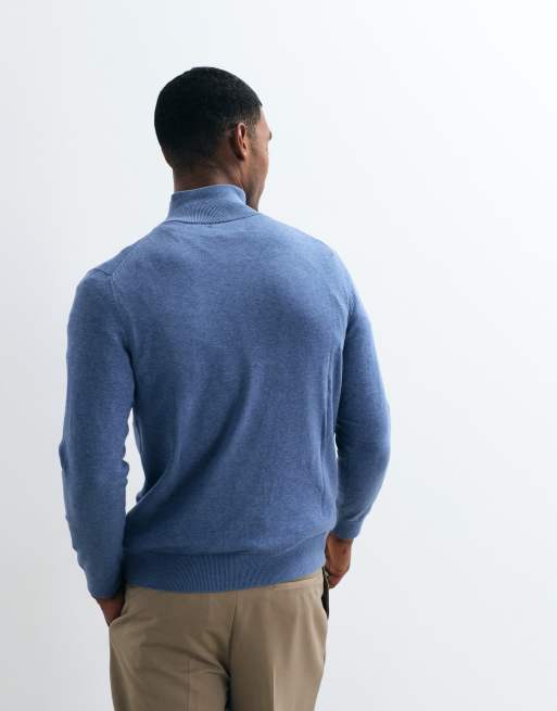 GANT klassieke katoenen sweatshirt met halve rits in blauw, 5 van 5