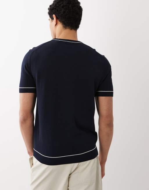 GANT knit t-shirt with embroidered chest logo in navy, 5 of 5