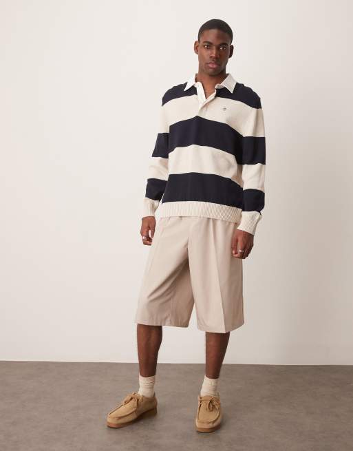GANT knitted polo in navy stripe, 2 of 4
