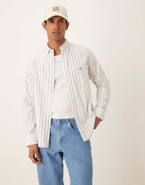 GANT regular classic oxford shirt in green stripe