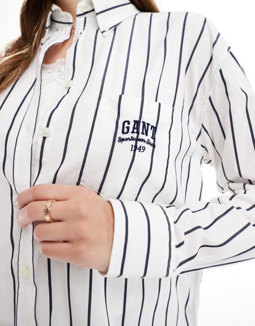 Gant – Koszula w granatowe paski z logo, 2 z 4