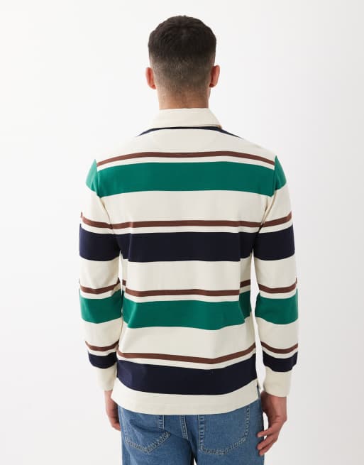 GANT – Kremowo-granatowy top w stylu rugby, z logo, w kontrastowe paski, 5 z 5
