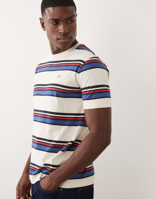 GANT – Kremowy T-shirt w kolorowe paski, 2 z 5