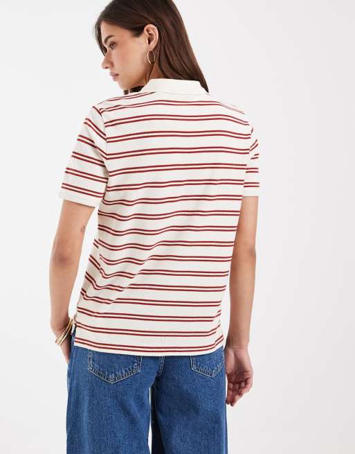 Gant langærmet stribet poloskjorte i pink og creme, 3 af 4
