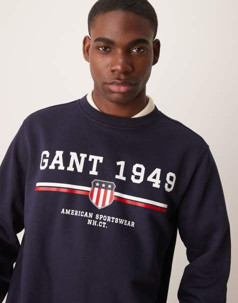 GANT large logo sweatshirt in navy - view 1