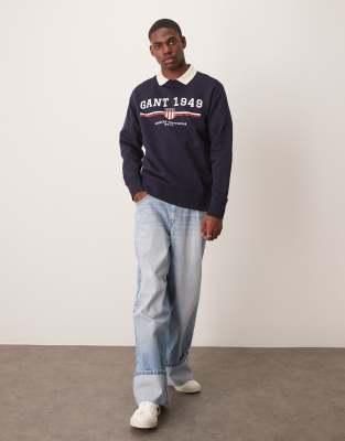 Gant Large Logo Sweatshirt In Black