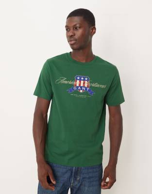 Gant Large Shield Logo T-shirt In Green