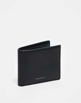 GANT leather bifold wallet with logo in black