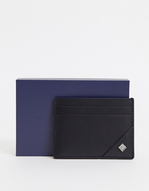 GANT leather cardholder in black with small logo