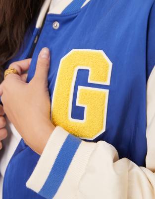 Gant Letterman Logo Varsity Bomber Jacket In Blue