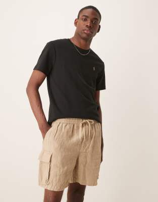 linen cargo shorts in beige-Neutral