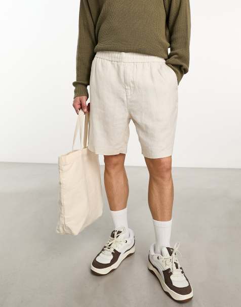 Men's Linen Shorts, White Linen Shorts for Men