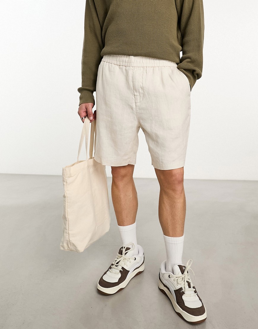 GANT linen drawstring shorts in stone-Neutral