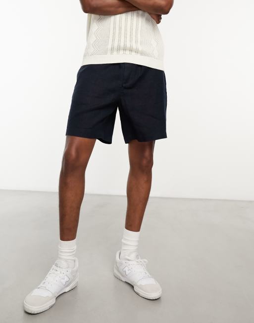 GANT - Linnen short met trekkoord in marineblauw