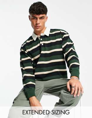 Gant Green Striped Regular Fit Polo Tshirt