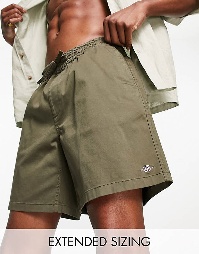 Gant - logo drawstring woven shorts in dark green
