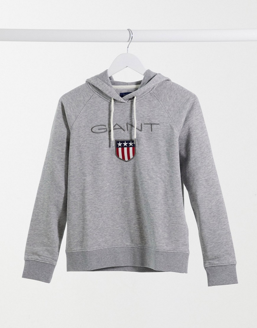 GANT logo hoodie in gray-Grey