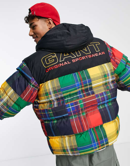 Patchwork puffer outlet jacket