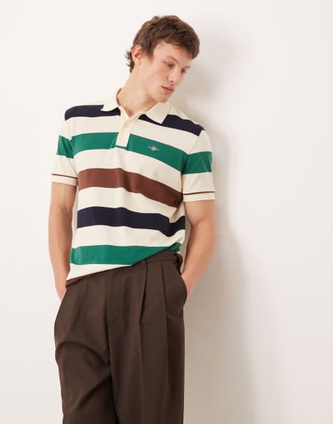 Gant logo polo top in contrast stripe - view 1