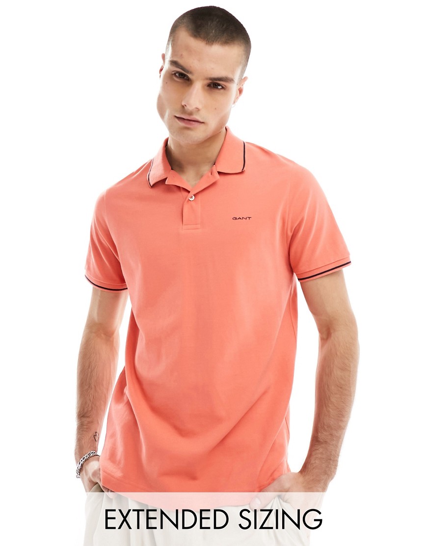 GANT logo tipped pique polo in pink