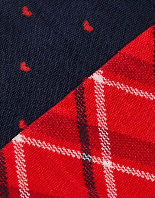 GANT - Lot de 2 paires de chaussettes à carreaux et motif cœurs, 2 de 3