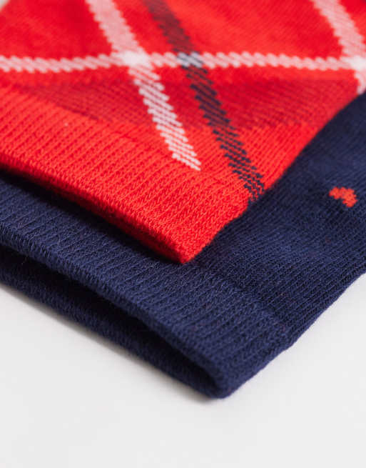GANT - Lot de 2 paires de chaussettes à motif cœur et carreaux, 2 de 3