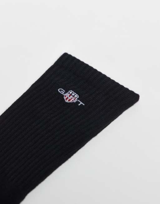GANT - Lot de 2 paires de chaussettes de sport avec logo blason - Noir, 2 de 3