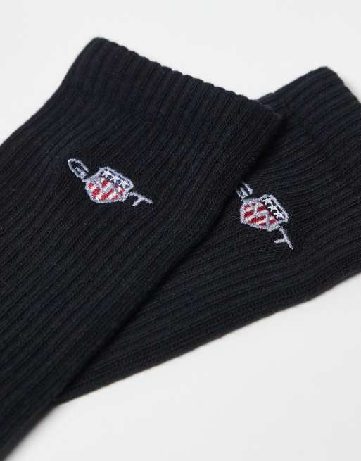 GANT - Lot de 2 paires de chaussettes de sport avec logo blason - Noir, 3 de 3