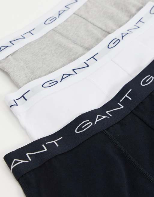 GANT - Lot de 3 boxers avec logo à la taille - Blanc/noir/gris, 3 de 4