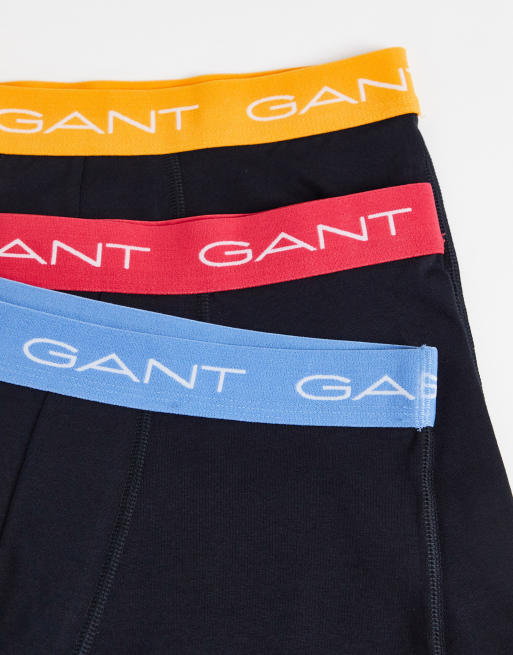Gant - Lot de 3 boxers avec taille colorée contrastante à logo - Noir