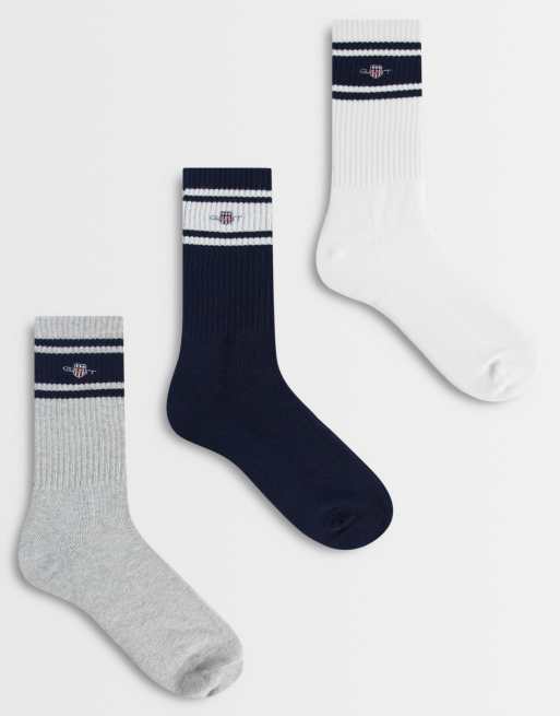GANT - Lot de 3 paires de chaussettes de sport avec logo écusson - Multicolore