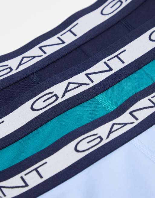 GANT - Lot de 3 sous-vêtements avec ceinture à logo - Marine, vert et bleu, 2 de 4