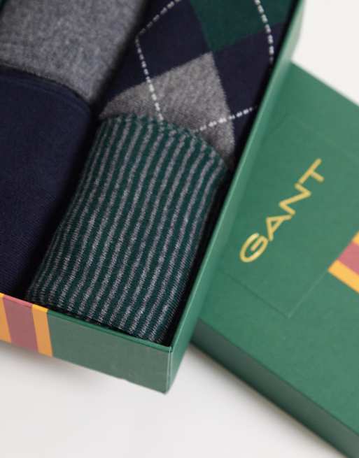 GANT - Lot de 4 paires de chaussettes à rayures et motif losanges - Bleu marine, 2 de 3