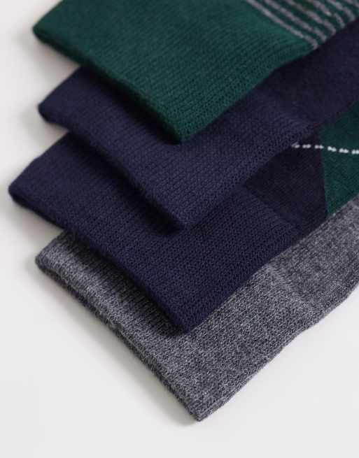 GANT - Lot de 4 paires de chaussettes à rayures et motif losanges - Bleu marine, 3 de 3