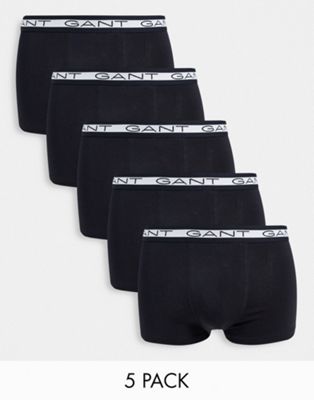 Sous-vêtements et chaussettes GANT - Lot de 5 boxers avec taille contrastante à logo - Noir
