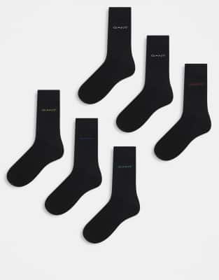 Gant - Lot de 6 paires de chaussettes à logo - Noir