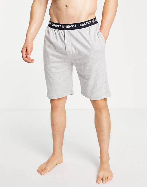 GANT lounge shorts in grey with contrast logo waistband