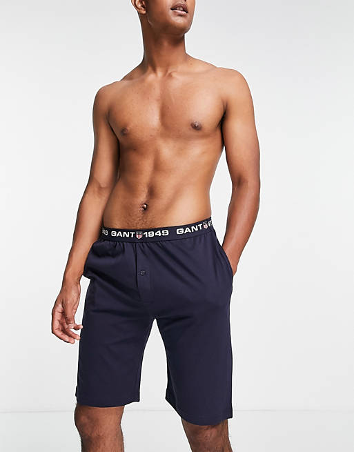 Shorts GANT lounge shorts in navy with contrast logo waistband 