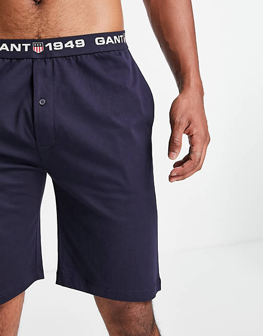 Shorts GANT lounge shorts in navy with contrast logo waistband 