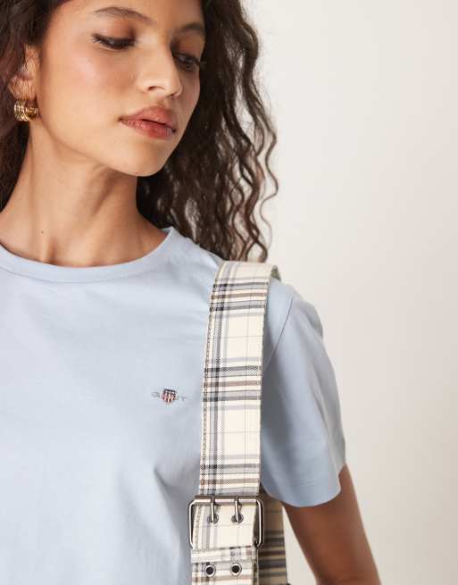 GANT - Lyseblå t-shirt med skjoldlogo i Regular Fit, 3 af 4