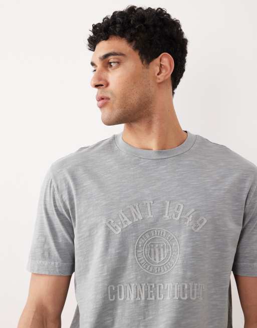 GANT - Lysegrå T-shirt med college-logo på brystet, 5 af 5