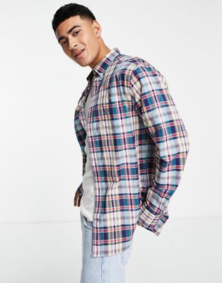 GANT madras plaid regular fit shirt in blue - ASOS Price Checker