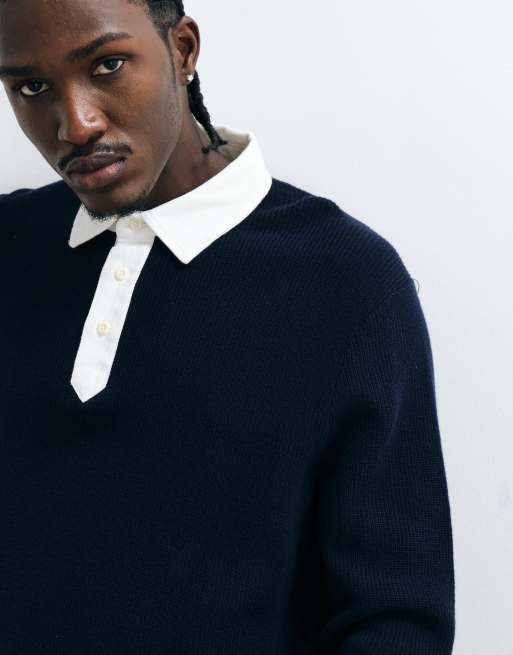 Gant maglia rugger a maniche lunghe in cotone e lana merino nera, 2 di 5