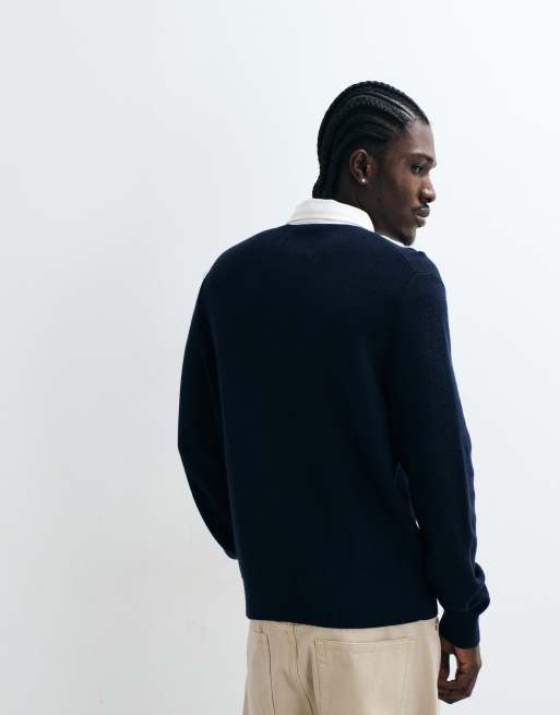 Gant maglia rugger a maniche lunghe in cotone e lana merino nera, 3 di 5