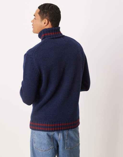 GANT - Maglione dolcevita in misto lana blu navy con logo ricamato, 3 di 5