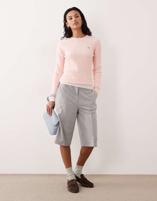 GANT - Maglione lavorato a trecce rosa albicocca, 3 di 4